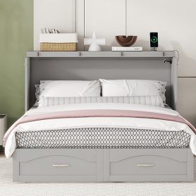 Queen Size Murphy Bed With Drawer And A Set Of Sockets & USB Ports