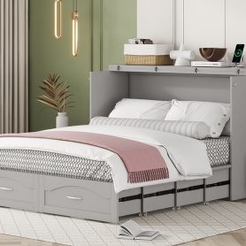 Queen Size Murphy Bed With Drawer And A Set Of Sockets & USB Ports