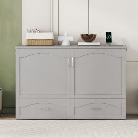 Queen Size Murphy Bed With Drawer And A Set Of Sockets & USB Ports