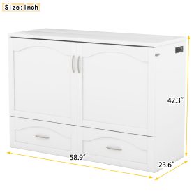 Full Size Murphy Bed With Drawer And A Set Of Sockets & USB Ports