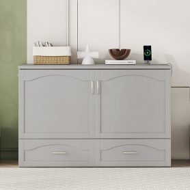 Queen Size Murphy Bed With Drawer And A Set Of Sockets & USB Ports