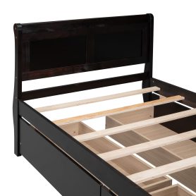 Twin Size Wood Platform Bed with 4 Drawers and Streamlined Headboard & Footboard
