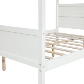Queen Size Canopy Platform Bed with Headboard and Footboard,Slat Support Leg