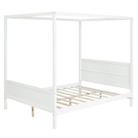 Queen Size Canopy Platform Bed with Headboard and Footboard,Slat Support Leg