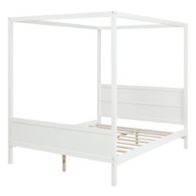 Queen Size Canopy Platform Bed with Headboard and Footboard,Slat Support Leg