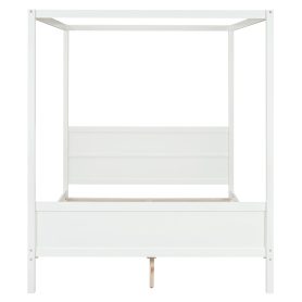 Queen Size Canopy Platform Bed with Headboard and Footboard,Slat Support Leg