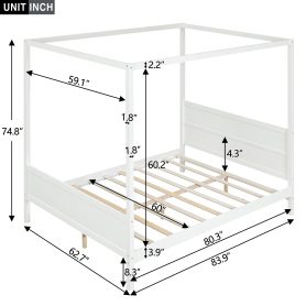 Queen Size Canopy Platform Bed with Headboard and Footboard,Slat Support Leg