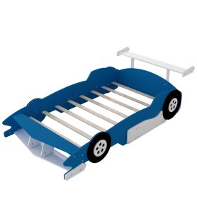 Full Size Race Car-Shaped Platform Bed With Wheels