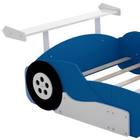Full Size Race Car-Shaped Platform Bed With Wheels