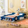 Full Size Race Car-Shaped Platform Bed With Wheels