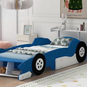 Race Car-Shaped Platform Bed with Wheels, Twin Size 38 Race Car-Shaped Platform Bed with Wheels, Twin Size