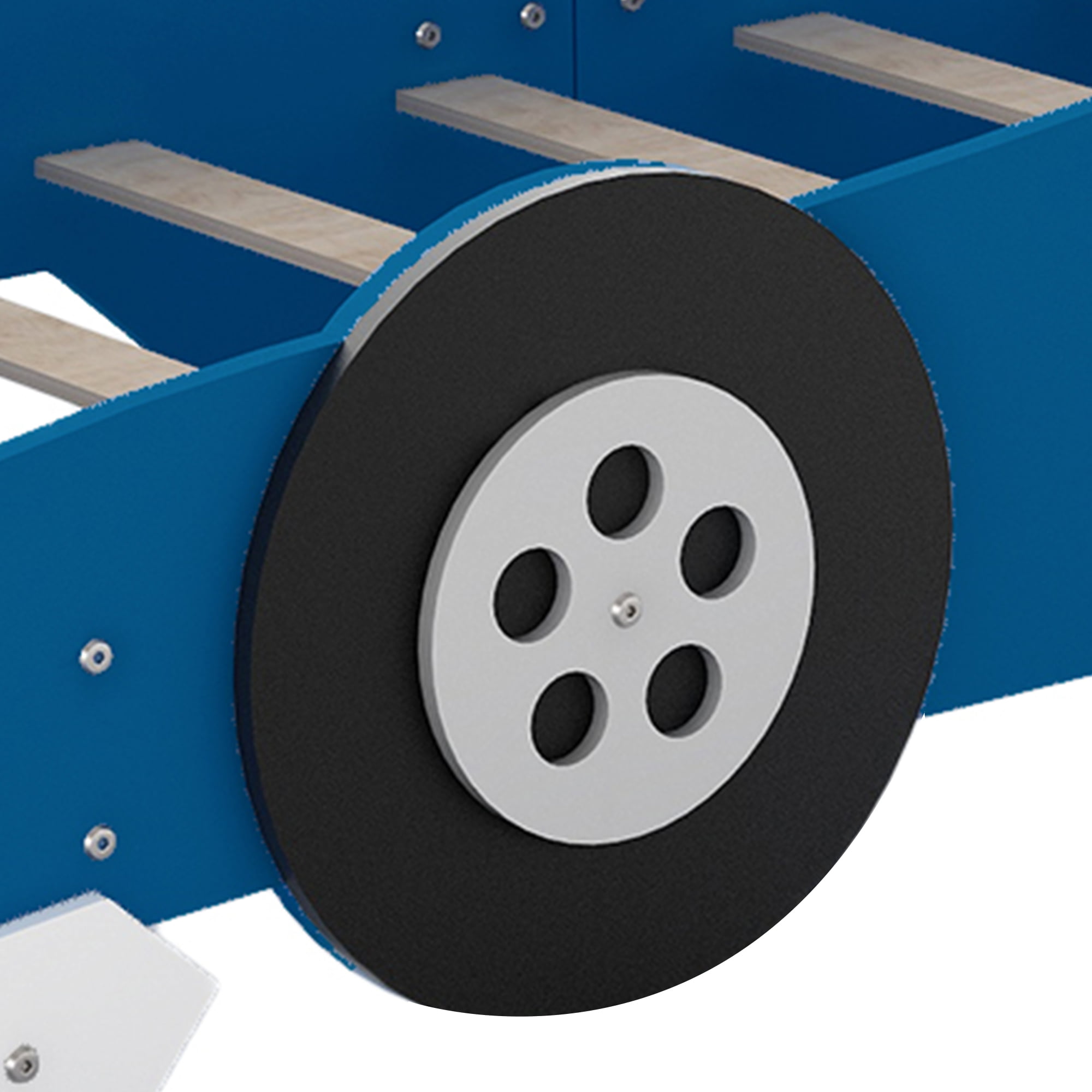 Race Car-Shaped Platform Bed with Wheels, Twin Size 13 Race Car-Shaped Platform Bed with Wheels, Twin Size