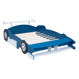 Full Size Race Car-Shaped Platform Bed With Wheels