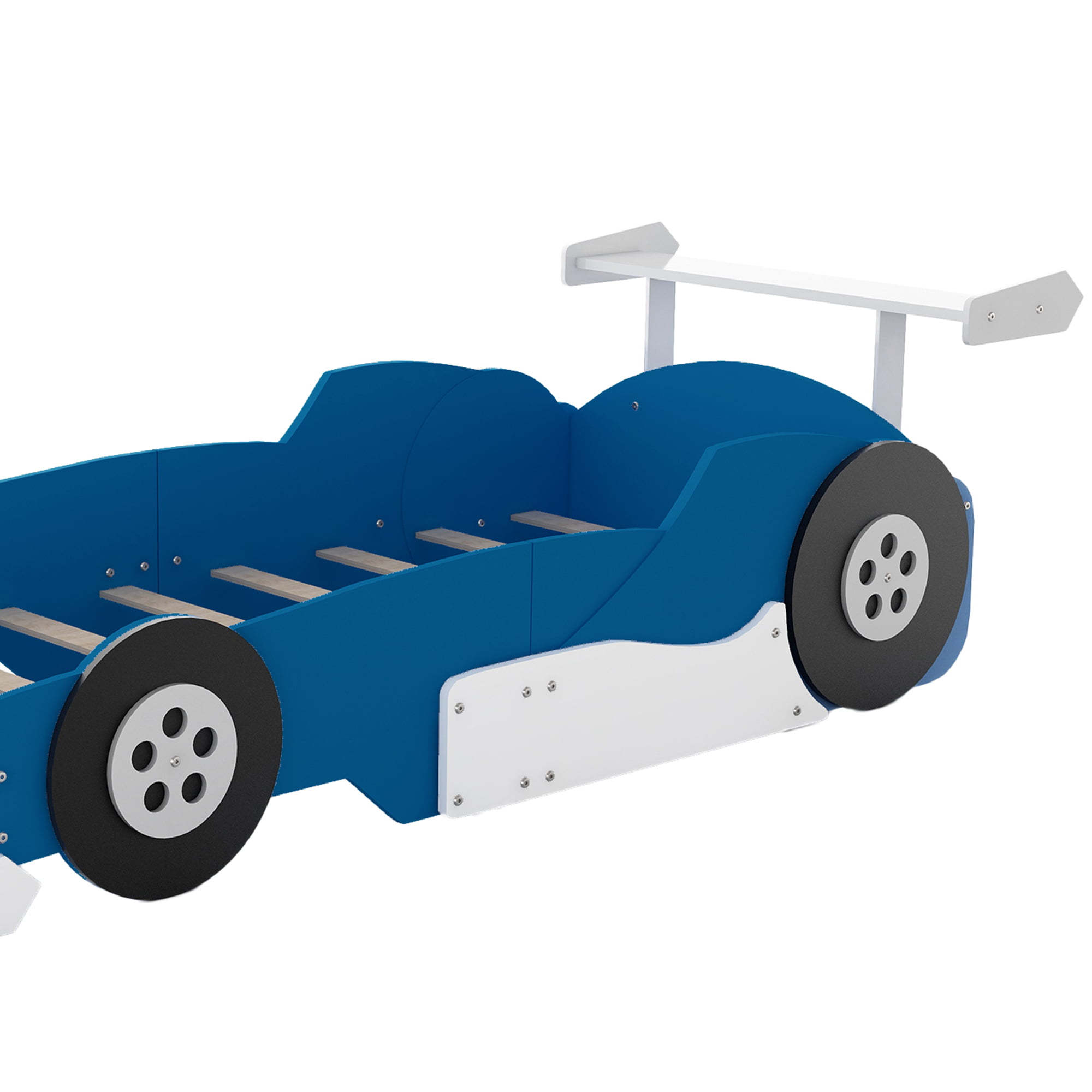 Race Car-Shaped Platform Bed with Wheels, Twin Size 11 Race Car-Shaped Platform Bed with Wheels, Twin Size