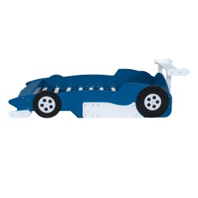 Full Size Race Car-Shaped Platform Bed With Wheels