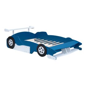 Full Size Race Car-Shaped Platform Bed With Wheels
