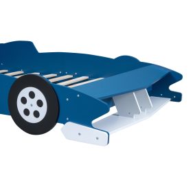 Full Size Race Car-Shaped Platform Bed With Wheels