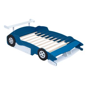 Full Size Race Car-Shaped Platform Bed With Wheels