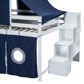 Full Size Loft Bed With Tent And Tower