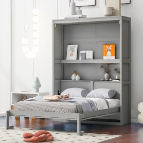 Queen Size Murphy Bed Wall Bed With Shelves