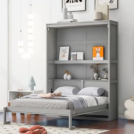 Queen Size Murphy Bed Wall Bed With Shelves