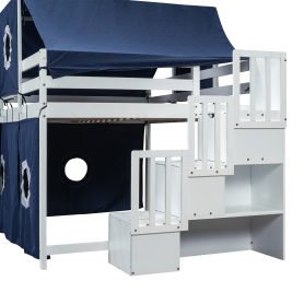 Full Size Loft Bed With Tent And Tower