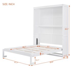 Queen Size Murphy / Wall Bed With Shelves