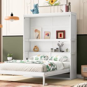 Queen Size Murphy / Wall Bed With Shelves