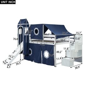 Full Size Loft Bed With Tent And Tower