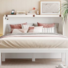 Queen Size Murphy Bed with USB Port and removable Shelves on Each Side