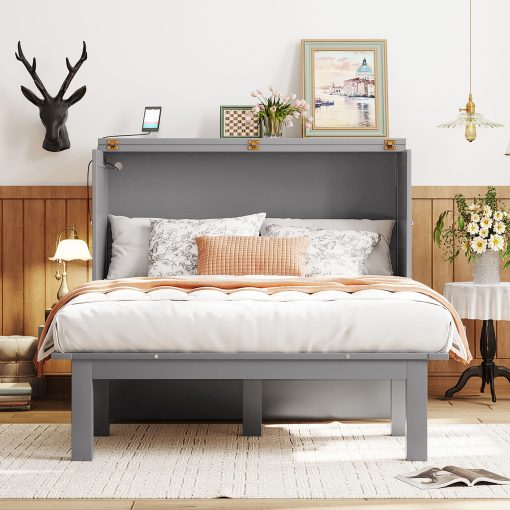 Full Size Murphy Bed with USB Port and removable Shelves