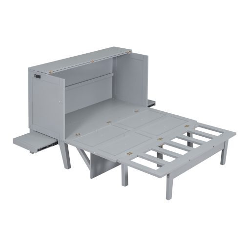 Full Size Murphy Bed with USB Port and removable Shelves