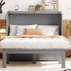 Full Size Murphy Bed with USB Port and removable Shelves