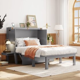 Full Size Murphy Bed with USB Port and removable Shelves