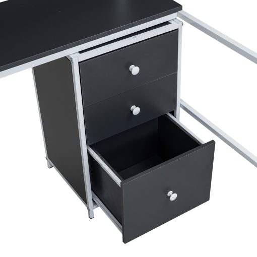 Metal Full Size Loft Bed With Bookcase, Desk And Cabinet