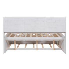 Full Size Wooden Captain Bed with Built-in Bookshelves,Three Storage Drawers and Trundle