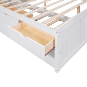 Full Size Wooden Captain Bed with Built-in Bookshelves,Three Storage Drawers and Trundle