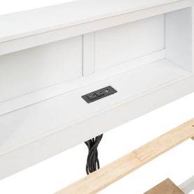 Full Size Platform Bed with Storage Headboard, USB, Twin Size Trundle and 3 Drawers