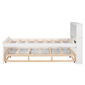 Twin Size Platform Bed With Storage Headboard, Usb, Twin Size Trundle And 3 Drawers