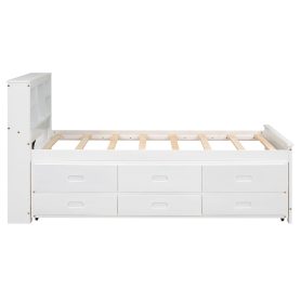 Twin Size Platform Bed With Storage Headboard, Usb, Twin Size Trundle And 3 Drawers