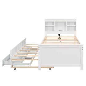 Twin Size Platform Bed With Storage Headboard, Usb, Twin Size Trundle And 3 Drawers