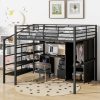 Metal Loft Bed With Table Set And Wardrobe, Full Size