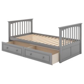 Wood Twin Over Twin Bunk Bed With Drawers, Convertible Beds