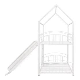 House Shape Twin Over Twin Metal Bunk Bed With Slide