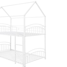 House Shape Twin Over Twin Metal Bunk Bed With Slide