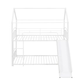 House Shape Twin Over Twin Metal Bunk Bed With Slide