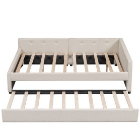 Full Size Upholstered Platform Bed with USB and Twin Size Trundle