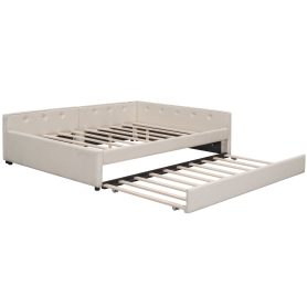 Queen Size Upholstered Platform Bed with USB and Twin Size Trundle 23 Queen Size Upholstered Platform Bed with USB and Twin Size Trundle