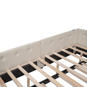 Full Size Upholstered Platform Bed with USB and Twin Size Trundle