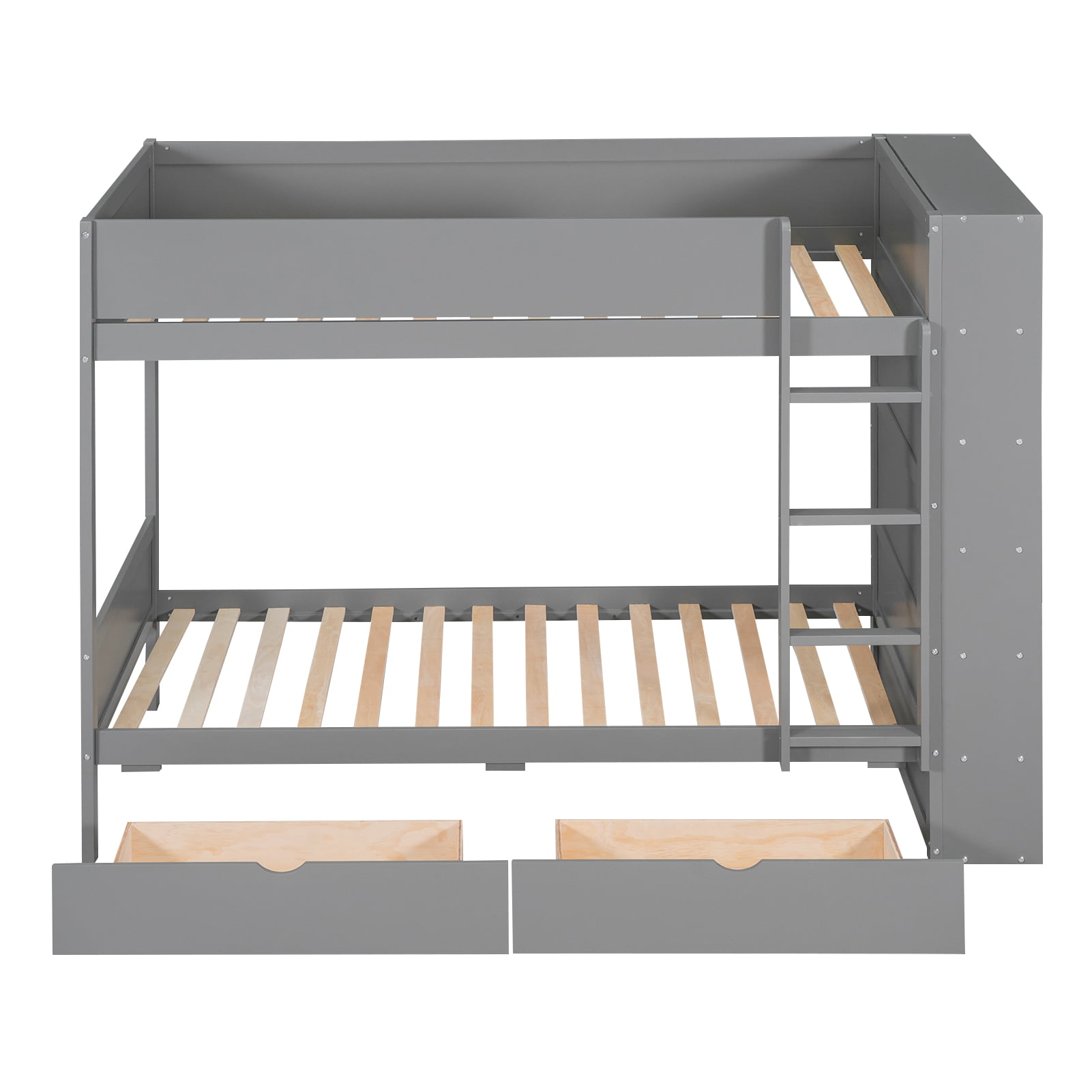 Twin Over Twin Bunk Bed With 2 Drawers And Multi-layer Cabinet 6 Twin Over Twin Bunk Bed With 2 Drawers And Multi-layer Cabinet
